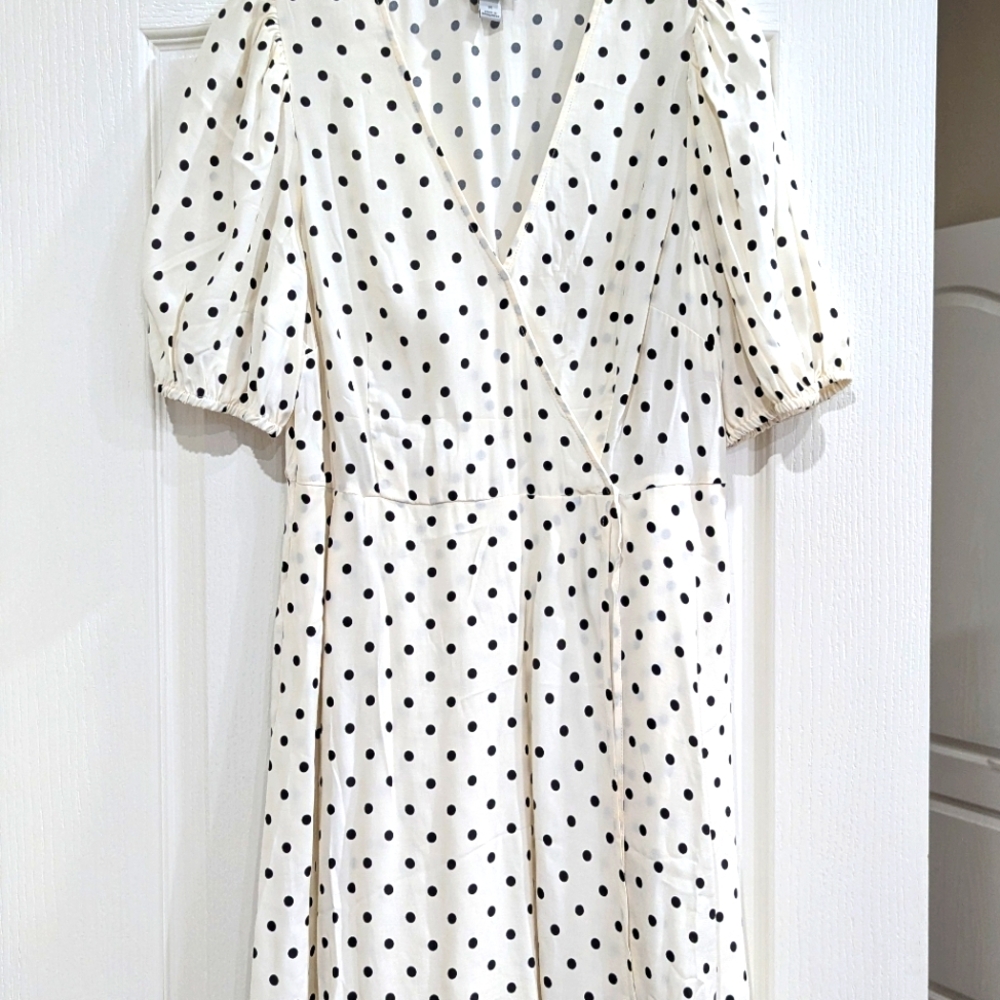 A New Day Black and Cream Polka Dot Dress